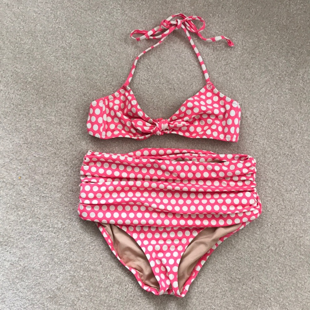 J. Crew Pink Polka Dot Bikini, Sz Small